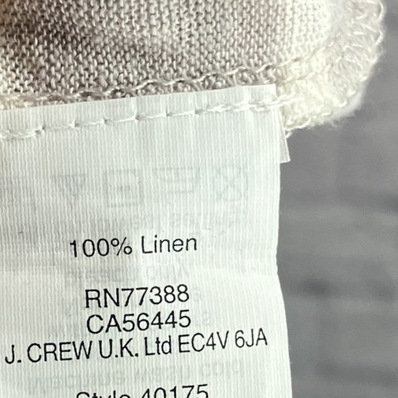 Madewell Small S Gray Striped Green Polka Dot Contrast 100% Linen Tee Shirt Top - Picture 4 of 4